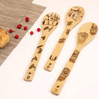 5 PCS Star War Burned Wooden Spoons Cooking Organic Spoons Turners Carved Spatulas Non-Stick for Cookware Kitchen Gadgets - Premium Quality Gifts for Housewarming and Wedding