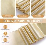 8 Pack White and Gold Disposable Plastic Tablecloths and Satin Table Runner Set, 54 X 108 Inch Tablecloth, 12 X 108 Inch Table Runners for Wedding First Communion Baby Shower Graduation