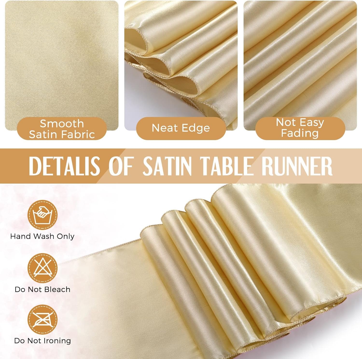 8 Pack White and Gold Disposable Plastic Tablecloths and Satin Table Runner Set, 54 X 108 Inch Tablecloth, 12 X 108 Inch Table Runners for Wedding First Communion Baby Shower Graduation