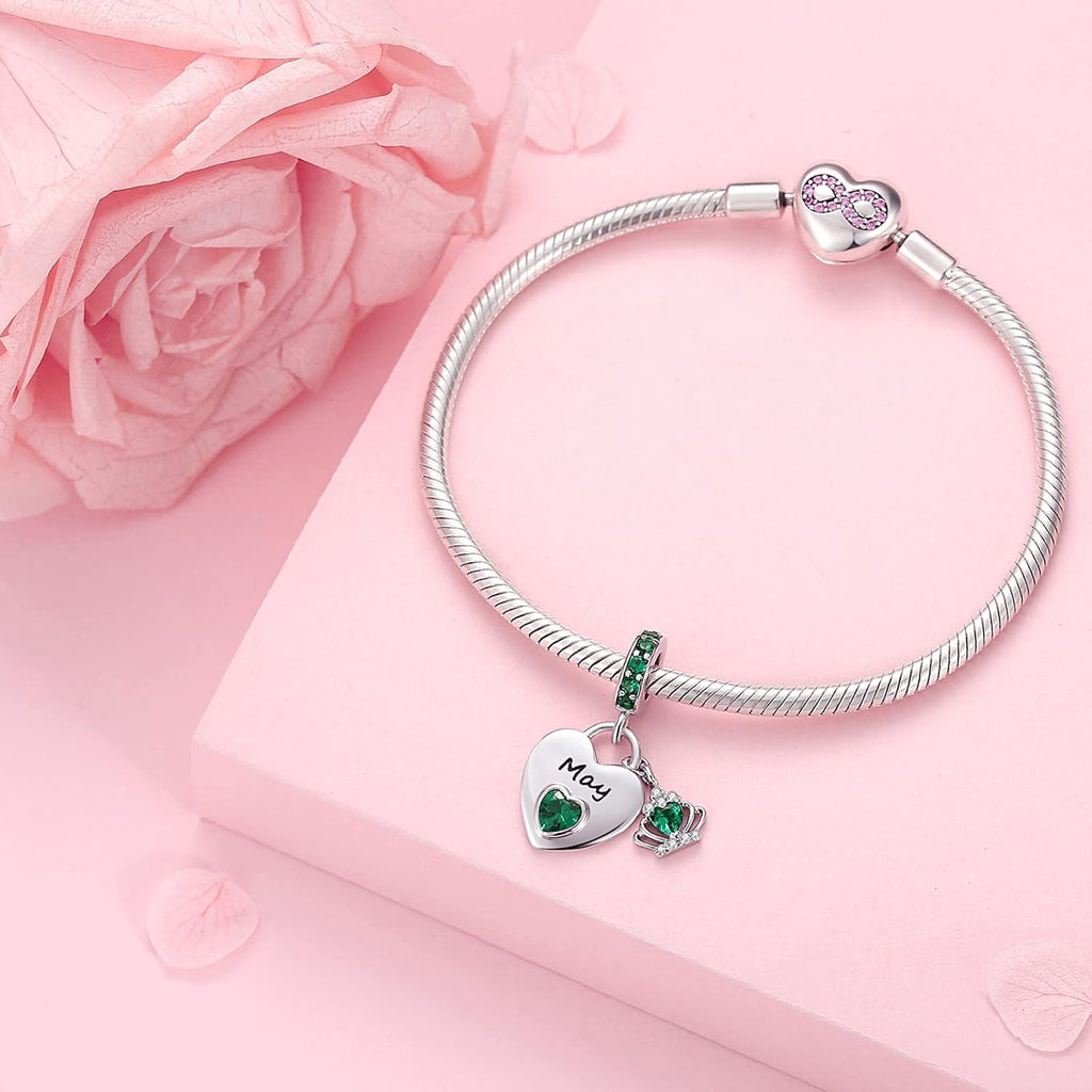 Birthstone Charms for Charms Bracelet: 925 Sterling Silver Heart Dangle Charms for Bracelets and Necklaces, Birthday Mother'S Day Christmas Gifts for Women.