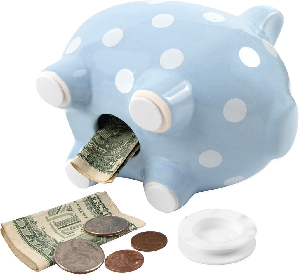 Large Ceramic Piggy Bank for Boys and Girls, Kids Money and Coin Bank, Perfect Baby Nursery Décor, Gift and Newborn Keepsake