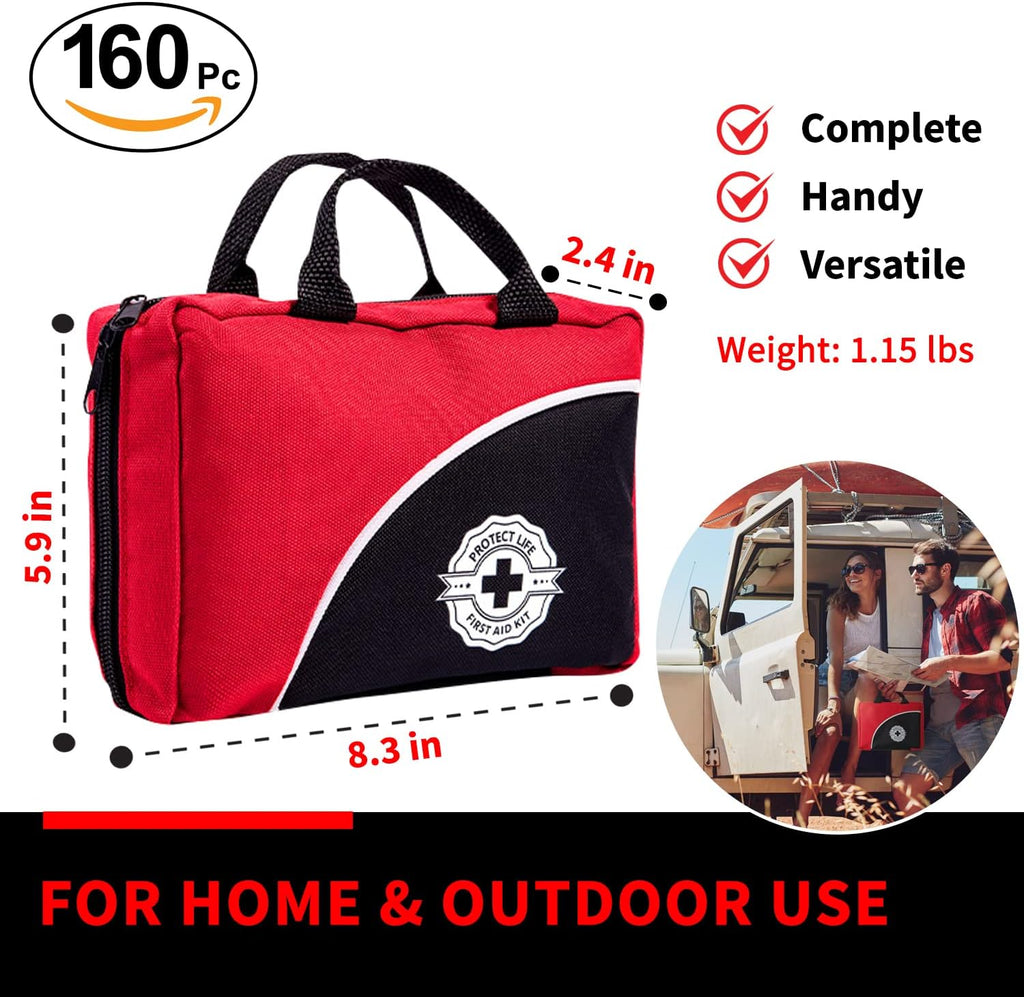 Survival First Aid Kit for Home/Business, Camping Kits 160Pcs | Mini Travel First Aid Kit | Camping Equipment | Small Kits for Car | Outdoor Emergency Survivals Pack - 160Pcs