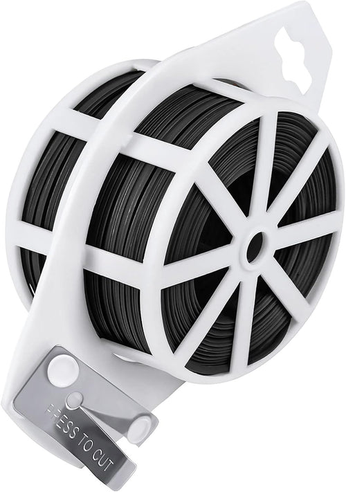 328 Feet Garden Plant Twist Tie with Cutter for Gardening, Home, Office (Black) | Garden Ties, Cut Custom Lengths, Easy to Bend and Wrap, Plastic Coated Wire for Supporting Tomatoes and Training Plants