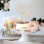 Happy 70Th Birthday Gold Rhinestone Cake Topper - Cheers to 70Th Birthday Seventy Years Old Anniversary Party Cake Centerpieces Topper Decorations Gift Sign.