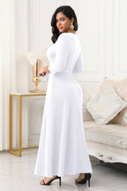 Maxi Long Dress Women, Church a Line Casual Empire Waist Dresses | Tea Party Date Funeral Work Dress, Flowy 3/4 Sleeve round Neck with Pockets, M-3Xl, Breathable Fabric