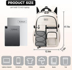 Laptop Backpack Large Cool Aesthetic Waterproof Hiking Travel Backpacks Multiple Pockets Book Bag for College Women Men (Black)