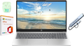 15.6" Business Laptop with Microsoft Office 365 with Copliot AI & 1TB Onedrive, 16GB RAM 128GB SSD, Quad-Cores Intel Processor, Windows 11, PLUSERA Earphones & 8-In-1 Hub Included, Natural Silver