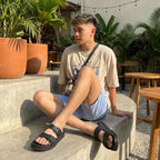 Nation Slip on Slides for Men with Adjustable Straps, Cushioned Footbed and Ridged Grip Outsole - Everyday Mens Sandals
