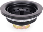 3-1/2 Inch Kitchen Sink Stainless Steel Basket Strainer Water Stopper with Drain Assembly, Black Finish Rustproof and Durable