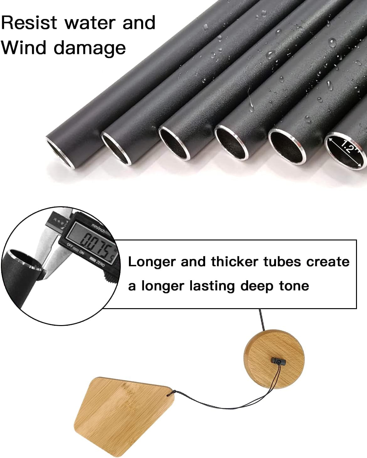 Wind Chimes 30 Inches Deep Tone Memorial Wind Chimes with Hook for Mother'S Day/Housewarming/Christmas, Patio, Garden, Yard, Home Decor, Black
