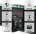 Motorcycle Bluetooth Speakers Waterproof with LED Light | Waterproof UTV Audio System with FM Radio, USB MP3 Player, AUX Input, and Compact Handlebar Mount Design.