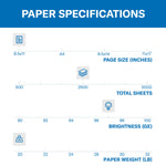 20 Lb., Premium Multipurpose Copy Paper, 8.5" X 11", 5 Ream, White - 105910C