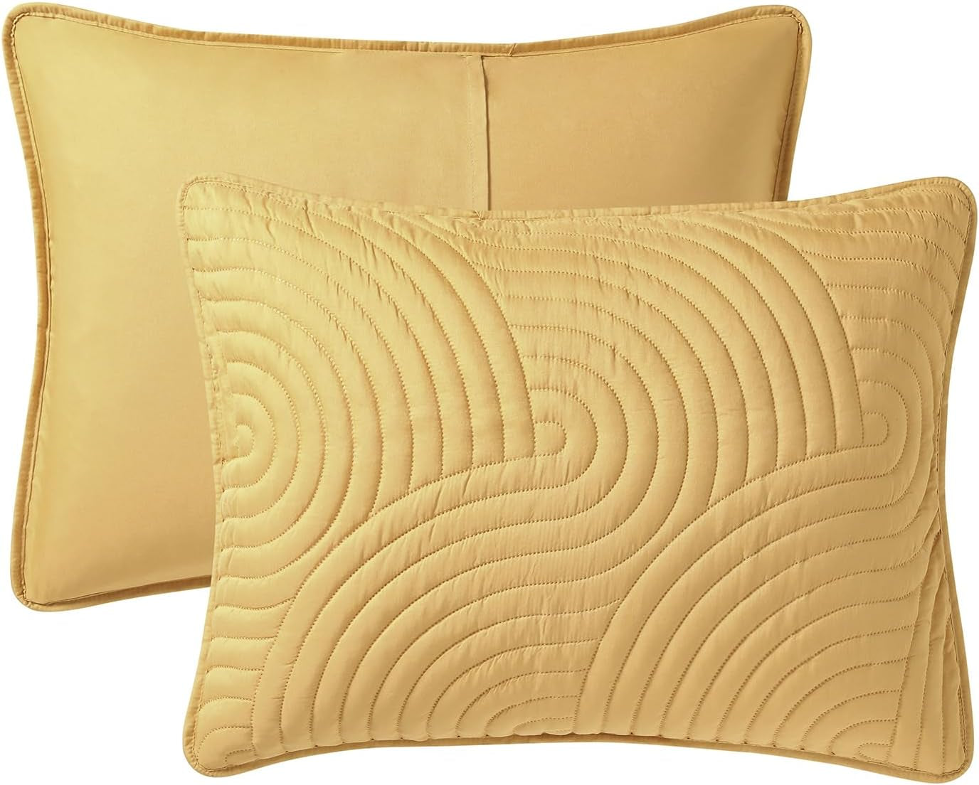 Full/Queen Size 3-Piece Pinsonic Bedding Set - Sands Gold | Quilt & Matching Shams | Soft & Breathable | Wrinkle Resistant | Lightweight for Year round Comfort | Soft Room Decor