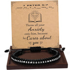 Fathers Day Gift, Gifts for Men Morse Code Bracelets for Men 2026 Graduation Gifts Mens Bracelet for Him Boyfriend Husband Leather Bracelet Motivational Birthday Jewelry Stocking Stuffers