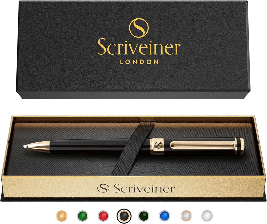 Black Lacquer Ballpoint Pen -Stunning Luxury Pen, Real Gold Plating, Schmidt Black Refill, Best Gift Set for Men & Women, Professional Executive Office, Nice Fancy Designer Pens