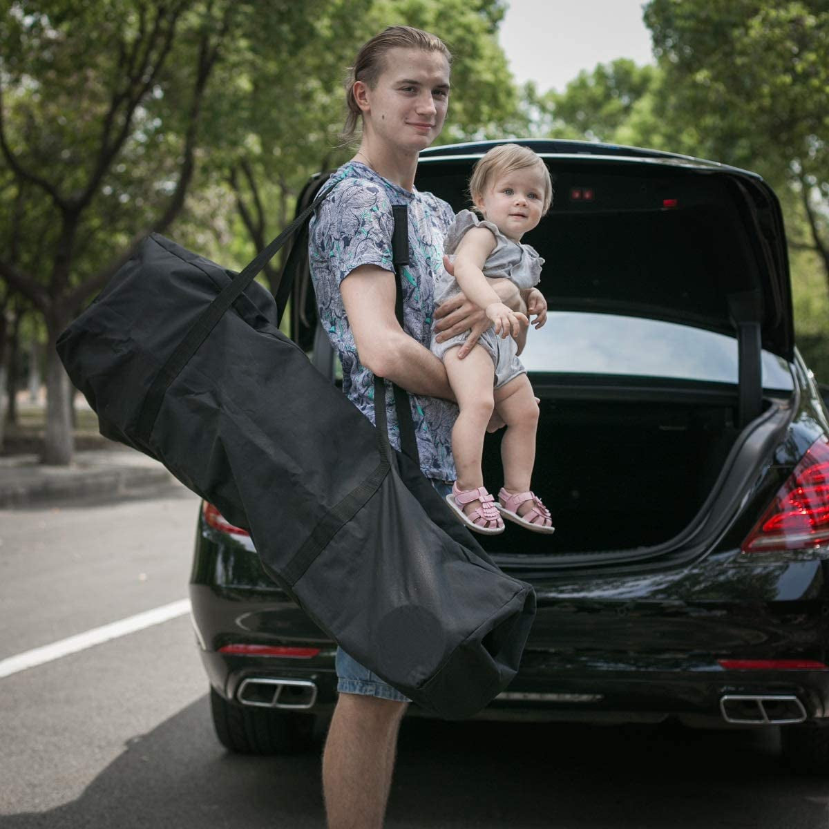45Inch Sports Duffel Travel Bag, 115L Extra Large Duffel Luggage Bag with Upgrade Zipper, Water Resistant & Foldable Equipment Storage Bag for Camping Tent Tripod Fishing, 2PCS