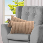 Faux Fur Throw Pillows - Decorative Pillows for Couch, Bed Throw Pillows, Sand Accent Pillows for Bedroom or Living Room Aesthetic, Set of 2 Furry Throw Pillows, 12" X 20"