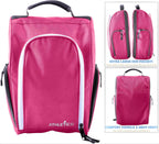 Golf Shoe Bag - Zippered Shoe Carrier Bags with Ventilation & outside Pocket for Socks, Tees, Etc. (Pink)