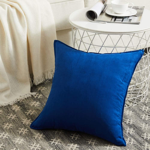 2 Packs Premium Faux Suede Decorative Throw Pillow Covers, Super Soft Square Pillow Case,Solid Cushion Cover for Couch/Sofa/Bedroom (18" X 18", Set of 2, Blue)