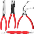 Electrical Disconnect Pliers Set 4 Pcs, Automotive Connector Separator & Terminal Removal Tool for Fuel Injector, Ignition Coil, Straight & 60° Angled Jaw, Double-Ended Pin Extractor