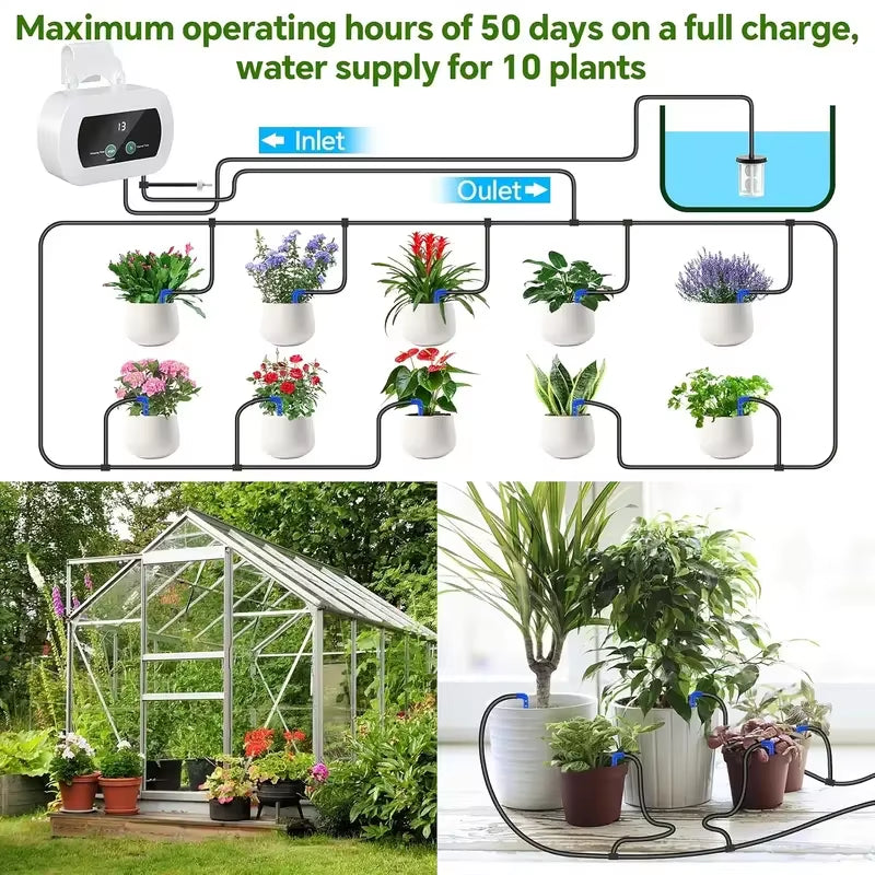USB Drip Irrigation System Automatic Watering System with Custom Schedule Watering Timer for Potted Plants Indoor Watering