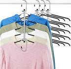 Clothes Hangers Space Saving Shirt Hangers,  Non Slip PVC Coating Multi Blouse Hangers Shirt Organizer for Closet Organizers and Storage for T Shirt Sweater Hoodie Coat Dress Black 4 Pack