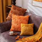 Pumpkin Fall Decorative Throw Pillow Covers 18"X18", Set of 2 Rust Green Soft Faux Fur Pillow Covers for Autumn Harvest, Fluffy Plush Accent Pillow Cases for Farmhouse Halloween Decor