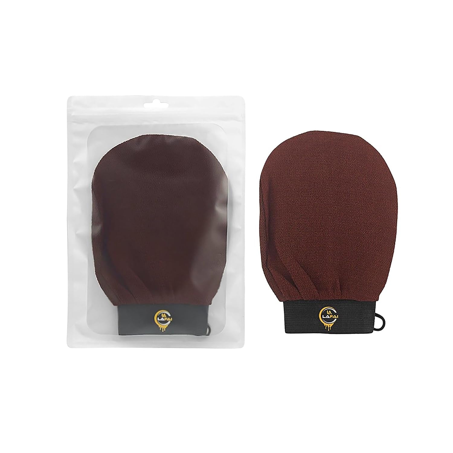 LA LAFAI Moroccan Exfoliating Glove | Exfoliating Body Scrubber for Bath & Shower | Exfoliating Mitt & Body Exfoliator—Body Scrubber Exfoliator | Dead Skin Remover—Self Care & Skin Care Gift (Brown)