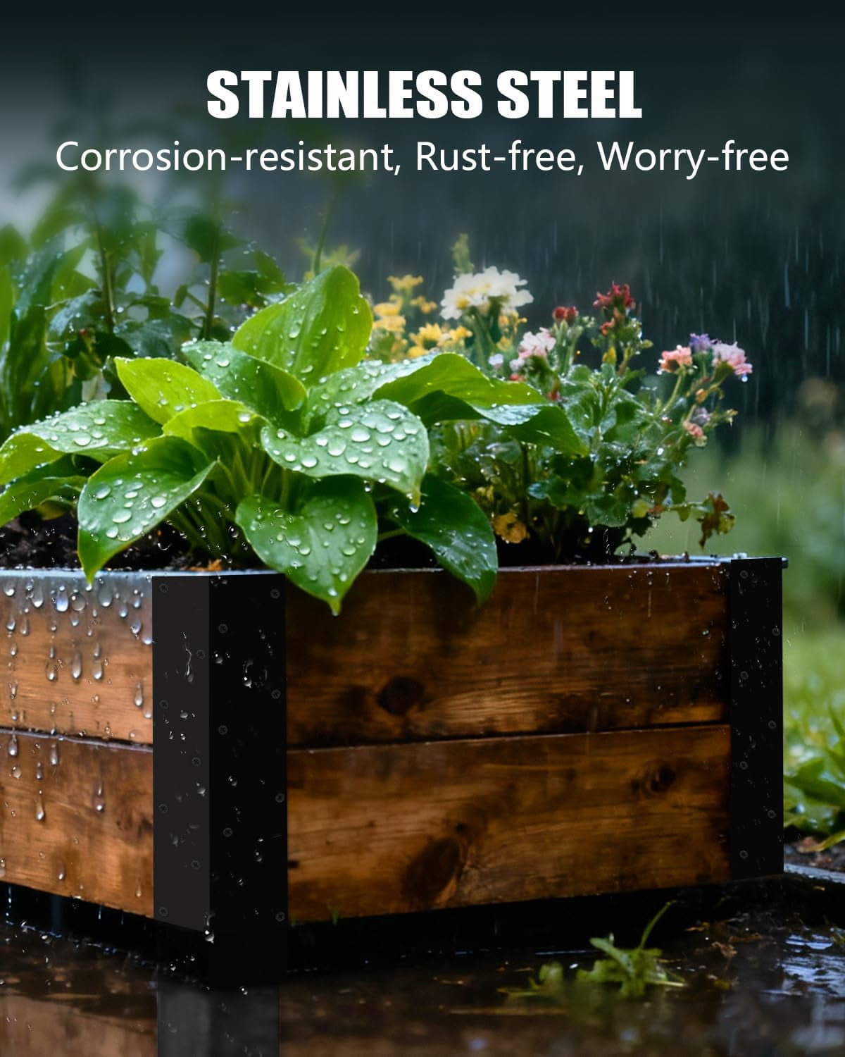 Stainless Steel Raised Garden Bed Corner Brackets, 4 PCS, 11" X 3" X 3" | Rustproof & Corrosion Resistance Garden Bed Supports 20"-24" Beds, Connectors for Vegetable Planter Garden, 11" X 3" X 3"