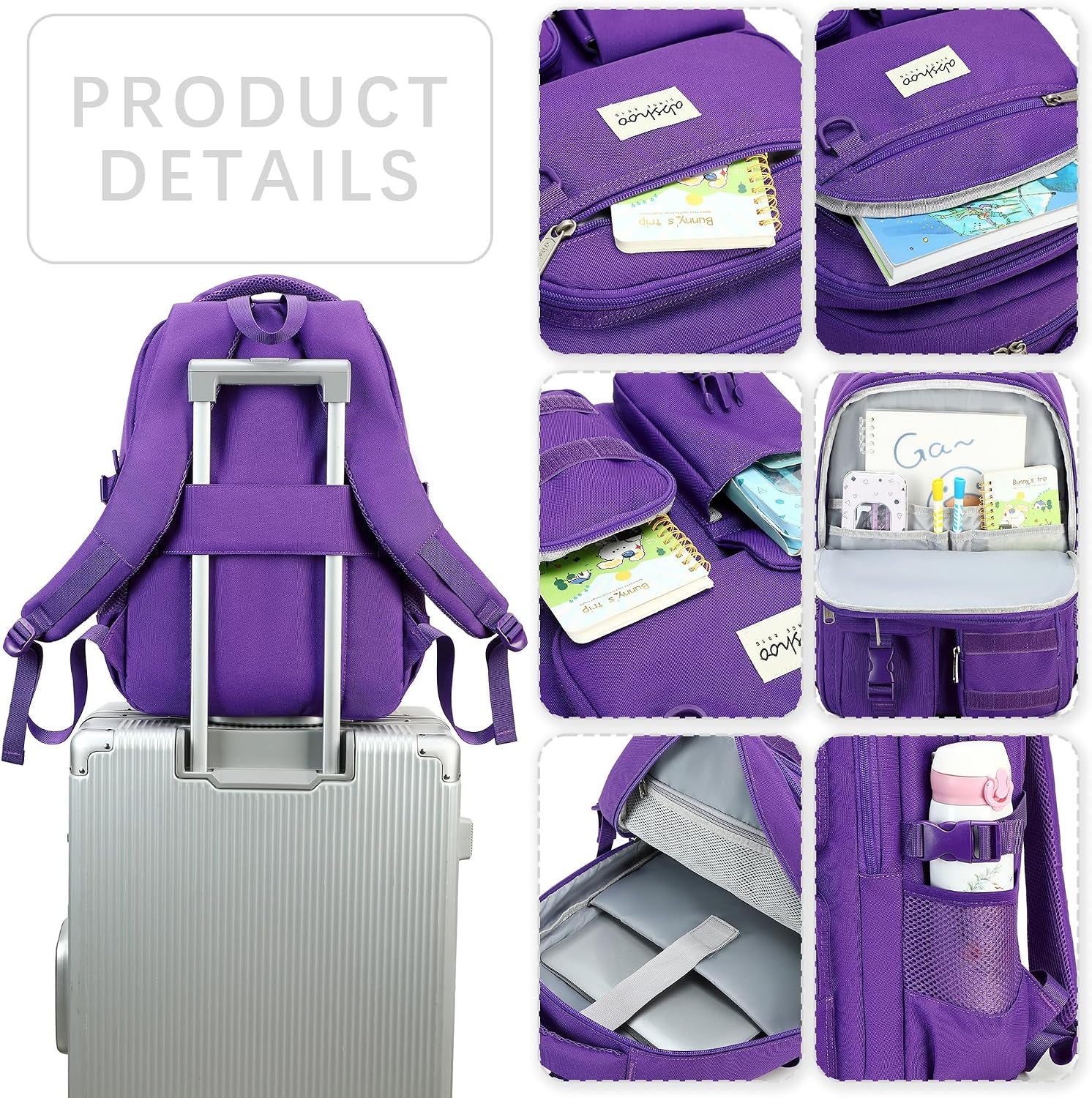 Large Heavy Duty Backpack for School College Bookbag Casual Multi Pocket Travel Backpacks