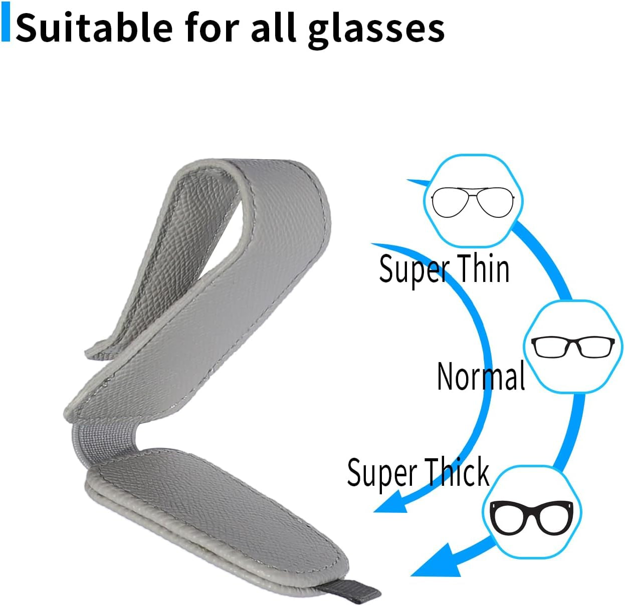 2 Packs Magnetic Sunglass Holder for Car Visor (Grey) | Magnetic Interior Car Accessories
