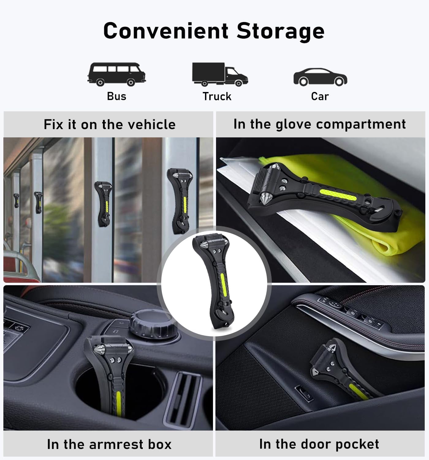 Car Safety Hammer 4 Pack, Car Window Glass Breaker and Seat Belt Cutter Auto Emergency Escape Tool with Light Reflective Tape for Family Rescue, Life Saving Survival Kit