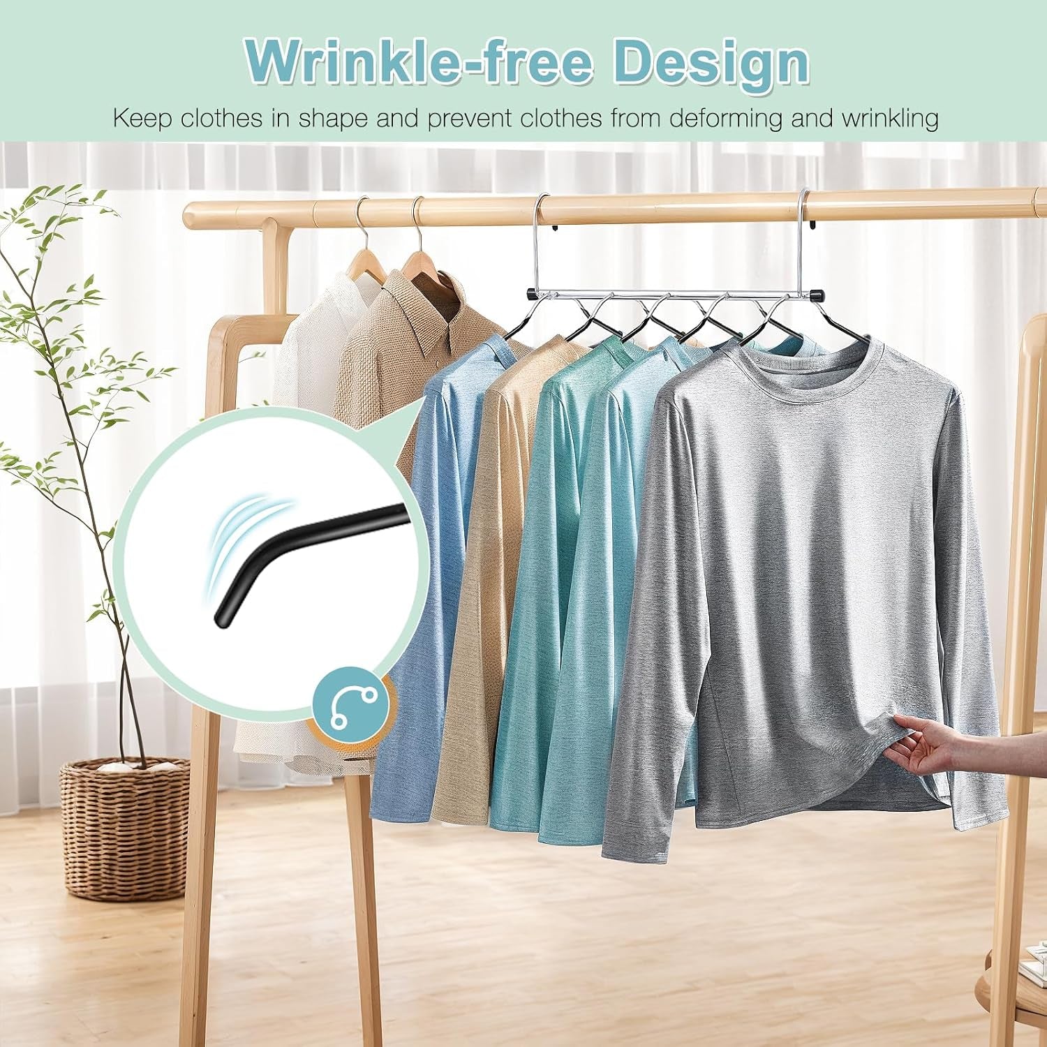 Clothes Hangers Space Saving Shirt Hangers,  Non Slip PVC Coating Multi Blouse Hangers Shirt Organizer for Closet Organizers and Storage for T Shirt Sweater Hoodie Coat Dress Black 2 Pack