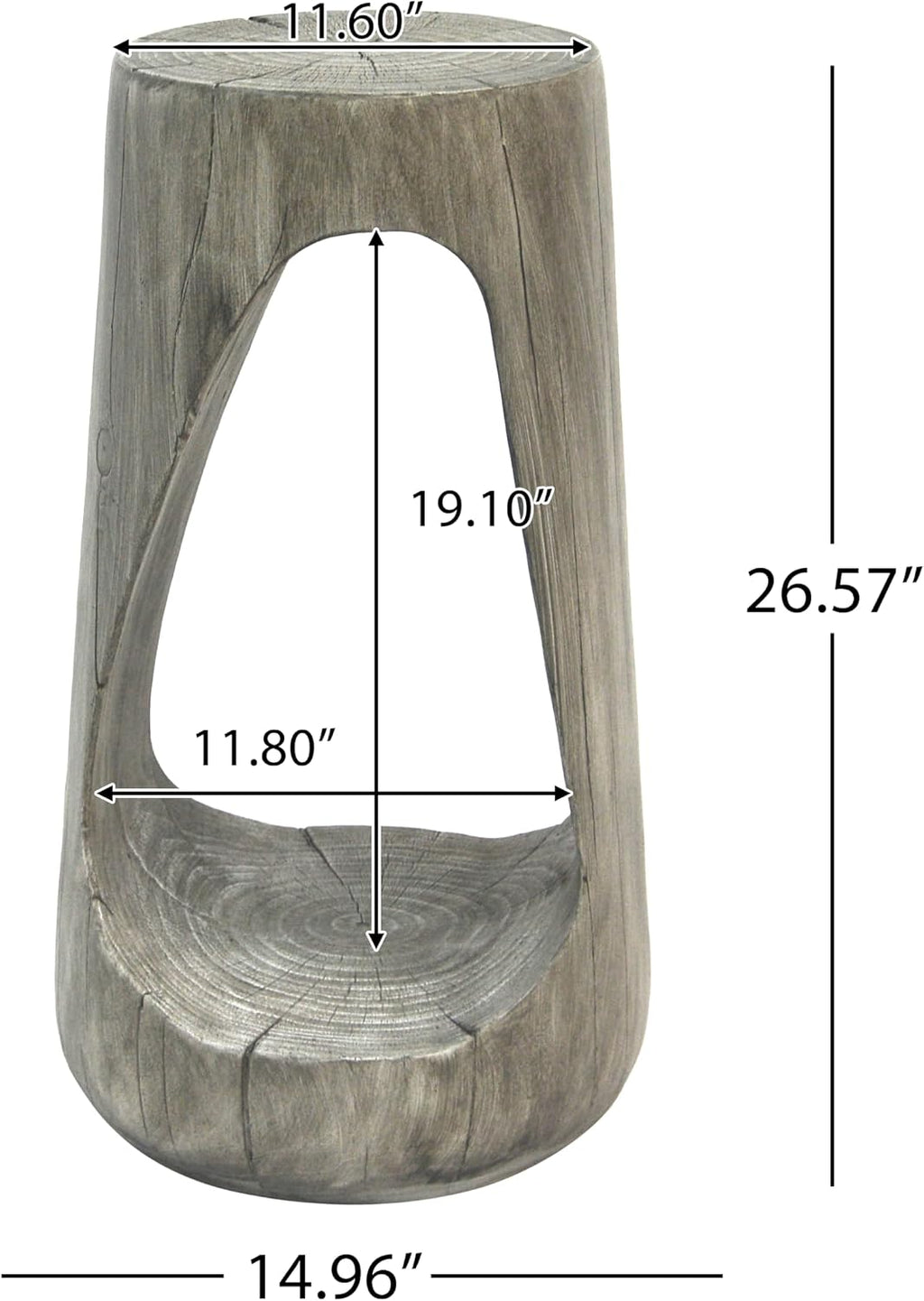 Hollow MGO Accent Side Table, Unique Modern End Table with Wide Pedestal & Tabletop, Small Drink Tables for Living Room, Bedroom Night Stand Bedside Table, No Assembly Required, Grey