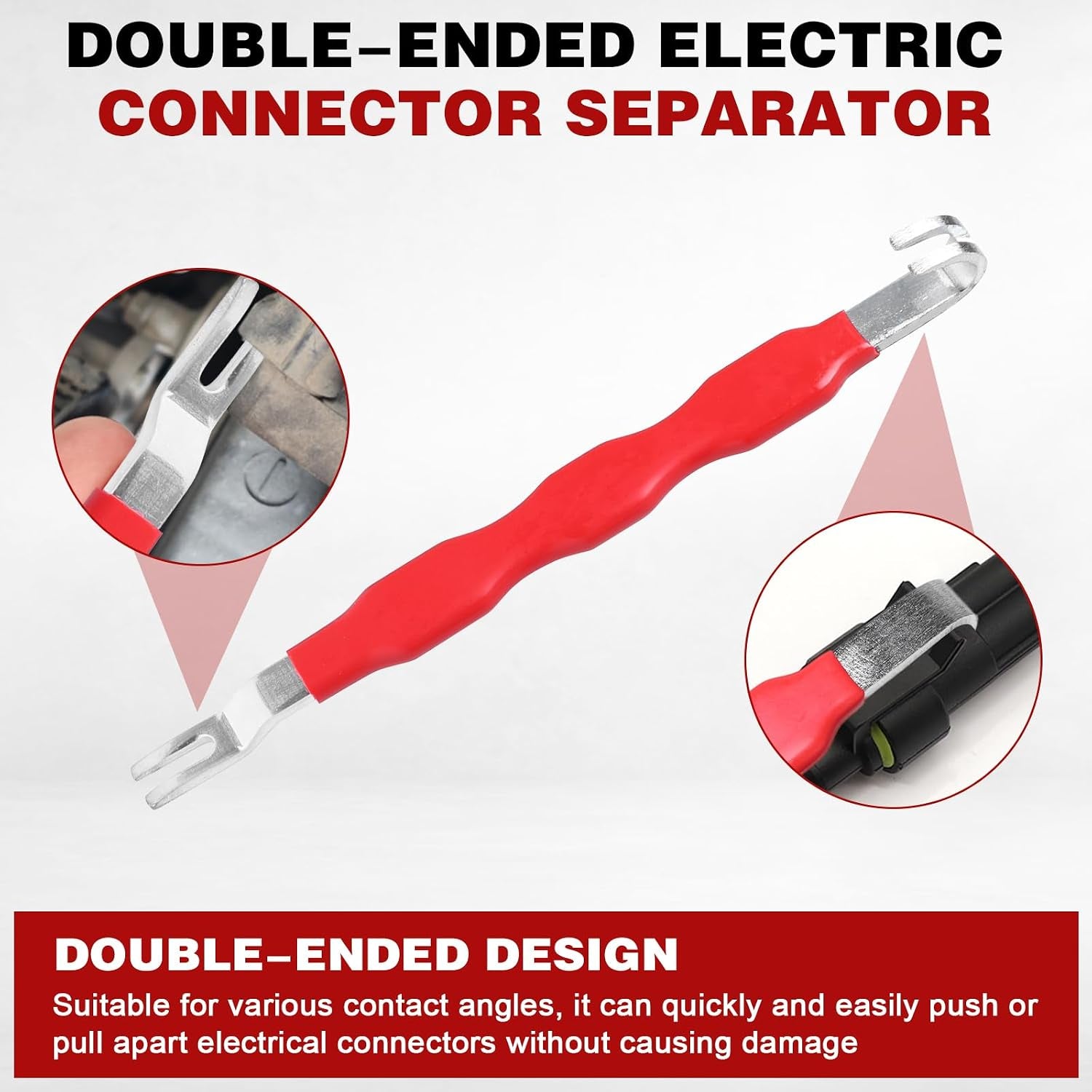 Electrical Disconnect Pliers Set 4 Pcs, Automotive Connector Separator & Terminal Removal Tool for Fuel Injector, Ignition Coil, Straight & 60° Angled Jaw, Double-Ended Pin Extractor