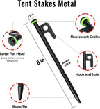 12 Pack Tent Stakes Heavy Duty Tent Stakes with Camping Hammers | Tent Accessories Carbon Steel Construction for Outdoor Camping, Hiking, Lawn Construction, Survival
