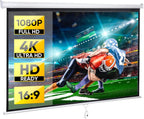 Projector Screen Pull down 80 Inch 16:9 HD Projection Screen Folding Home Theater Portable Indoor Outdoor Movie Screen