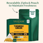 , Turmeric Ginger Herbal Tea Bags (100 Pyramid Tea Bags) Caffeine Free, Non GMO, Gluten Free | 100% Pure Herbal Blend - Savory & Spicy | Whole Loose Leaf Tea Bags