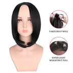Straight Short Bob Wig - Black Women'S 13Inch U Shape Wig with Breathable Human Hair