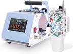 110 V Mini Max 40 OZ Tumbler Heat Press Machine Light Blue V4.0 | Mug Heat Press Touch Screen for 40 OZ Sublimation Tumbler with Handle Sublimation Printing