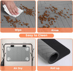 Pet Feeding Mat-Absorbent Pet Placemat for Food and Water Bowl, with Waterproof Rubber Backing, Quick Dry Water Dispenser Mat for Dog and Cat (20"X12", Striped Light Gray)
