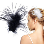 2Pcs Ostrich Hair Clip, Black/White Feather Hairgrip Retro Hair Jewelry Accessories for Women Bride Party Festival Valentine Wedding Engagement Birthday Christmas