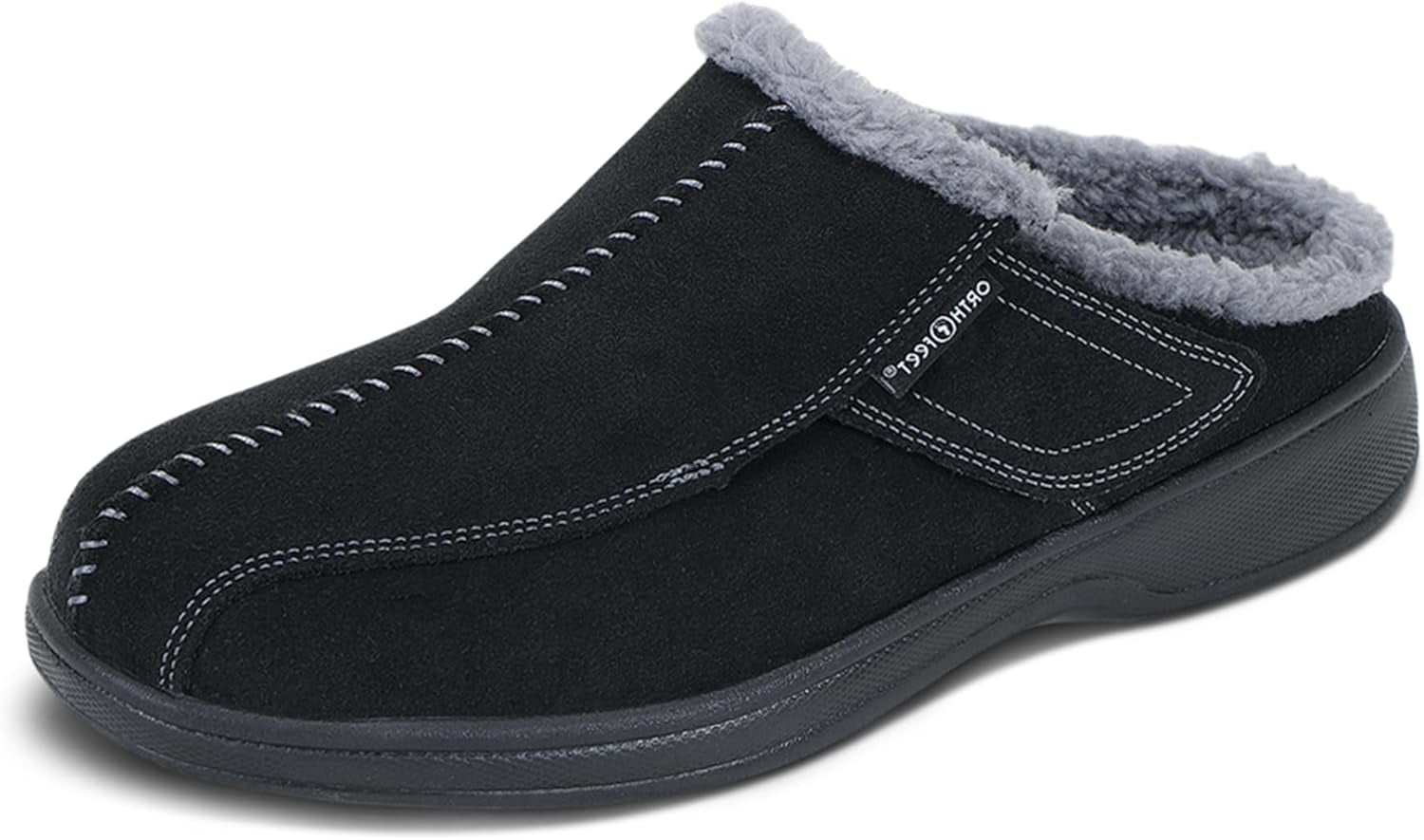 Asheville Orthopedic Men House Slippers | Hands Free, Adjustable, Slip-On Faux Fur Supportive House Shoes with Arch Support, Comfortable Cushioning, Wide Toe Box