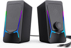 Computer Speakers, Gaming PC Speakers with Enhanced Bass and Volume Control, Stereo 2.0 USB Powered 3.5Mm Aux Multimedia Speakers for Laptop/Desktop/Tablets/Phone