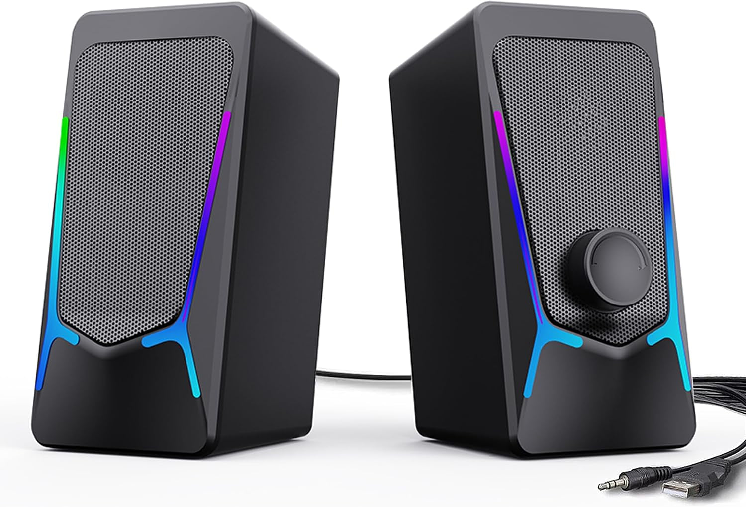 Computer Speakers, Gaming PC Speakers with Enhanced Bass and Volume Control, Stereo 2.0 USB Powered 3.5Mm Aux Multimedia Speakers for Laptop/Desktop/Tablets/Phone