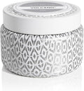 Capri Blue Volcano Printed Travel Tin Jar Candle - Luxury Candle with a Long Lasting Soy Wax Blend - Scented with Tropical & Fruity Fragrance (White Color, 8.5 Oz)