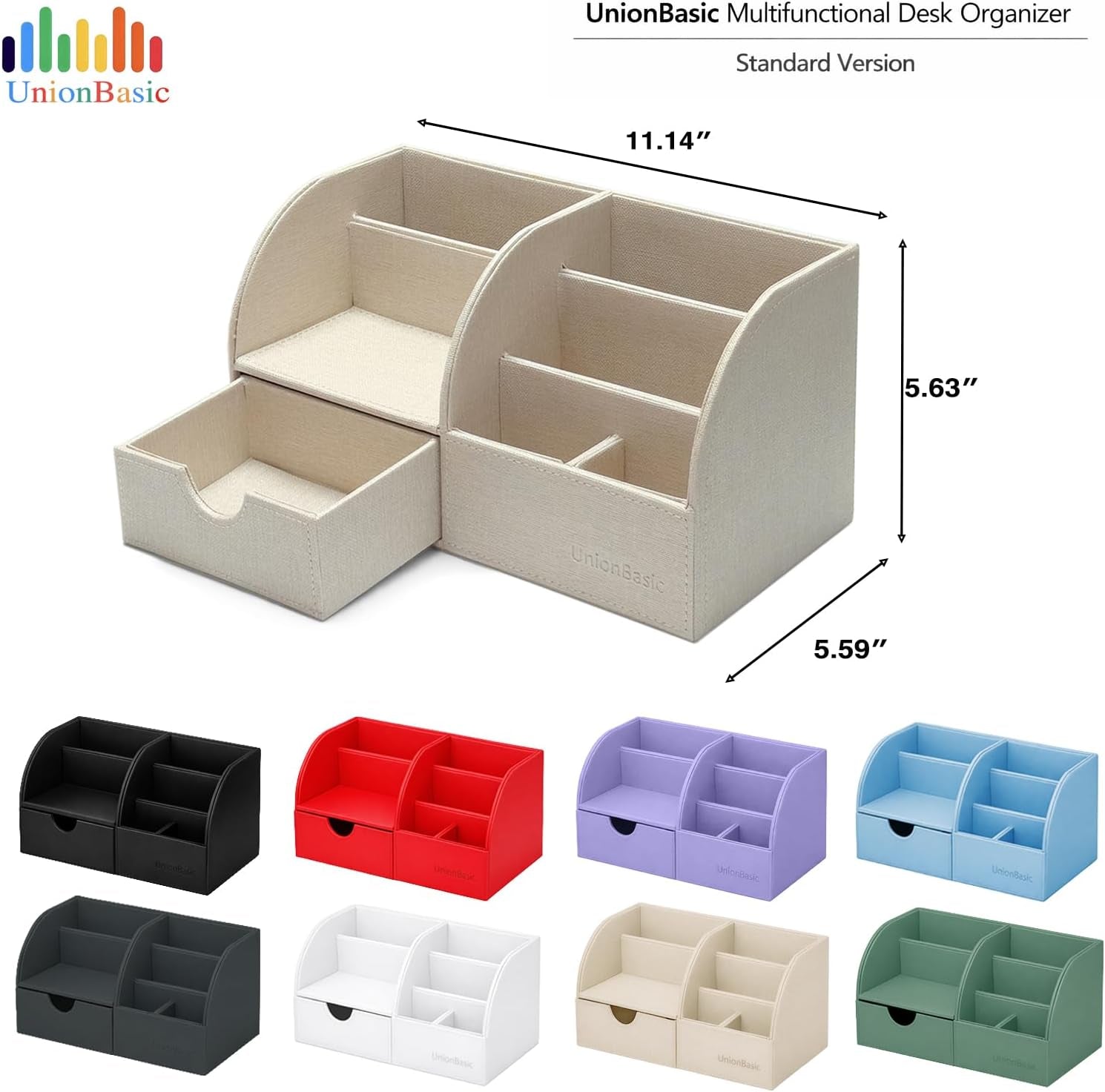 Desk Organizer - Multifunctional Leather Desktop Pen Holder Storage Box - Business Card/Pen/Pencil/Mobile Phone/Stationery Holder, Black