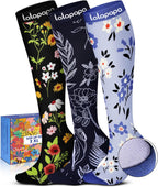Cute Compression Socks for Women | 3 Pairs 20-30 Mmhg Graduated Support Knee High Compression Socks for Daily Wear Travel Nurse