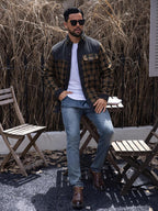 Men'S Sherpa Lined Flannel Corduroy Plaid Shirt Long Sleeve Button up Jacket Fleece Coat for Men with Pocket