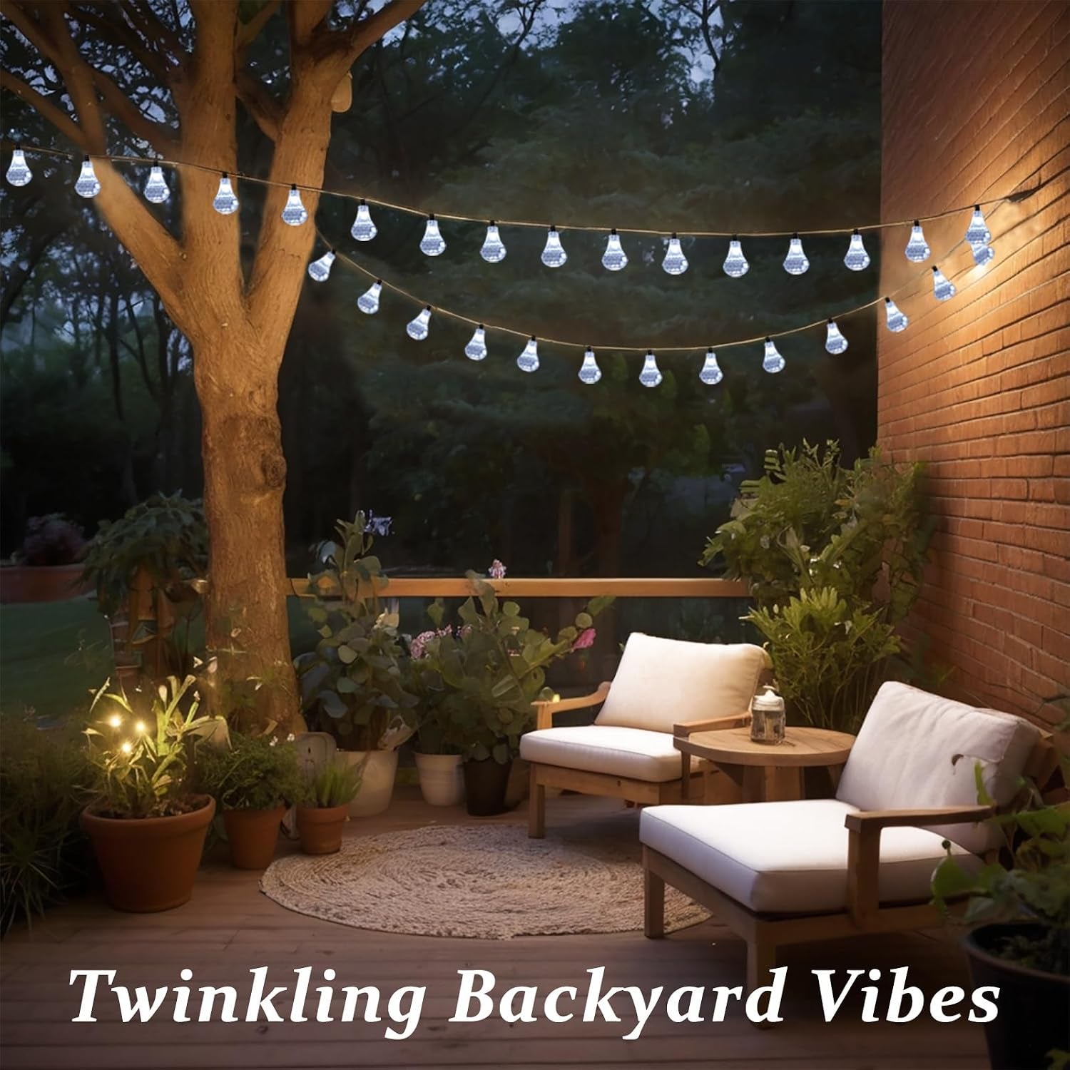 Solar String Lights Outdoor, 30.62FT 50 LED Solar Powered Diamond Ball Lights Waterproof for Outside, Solar Twinkle Lights for Yard, Patio, Garden, Wedding, Party, Camping, Cool White, 2 Modes